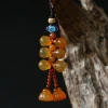 Chalcedony keychain double chalcedony tassel style bag hanging ancient and Chinese style waist accessory gourd details Picture
